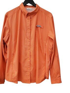 Columbia PFG Fishing Shirt Men’s Size XXL Orange Long Sleeve UPF 30+